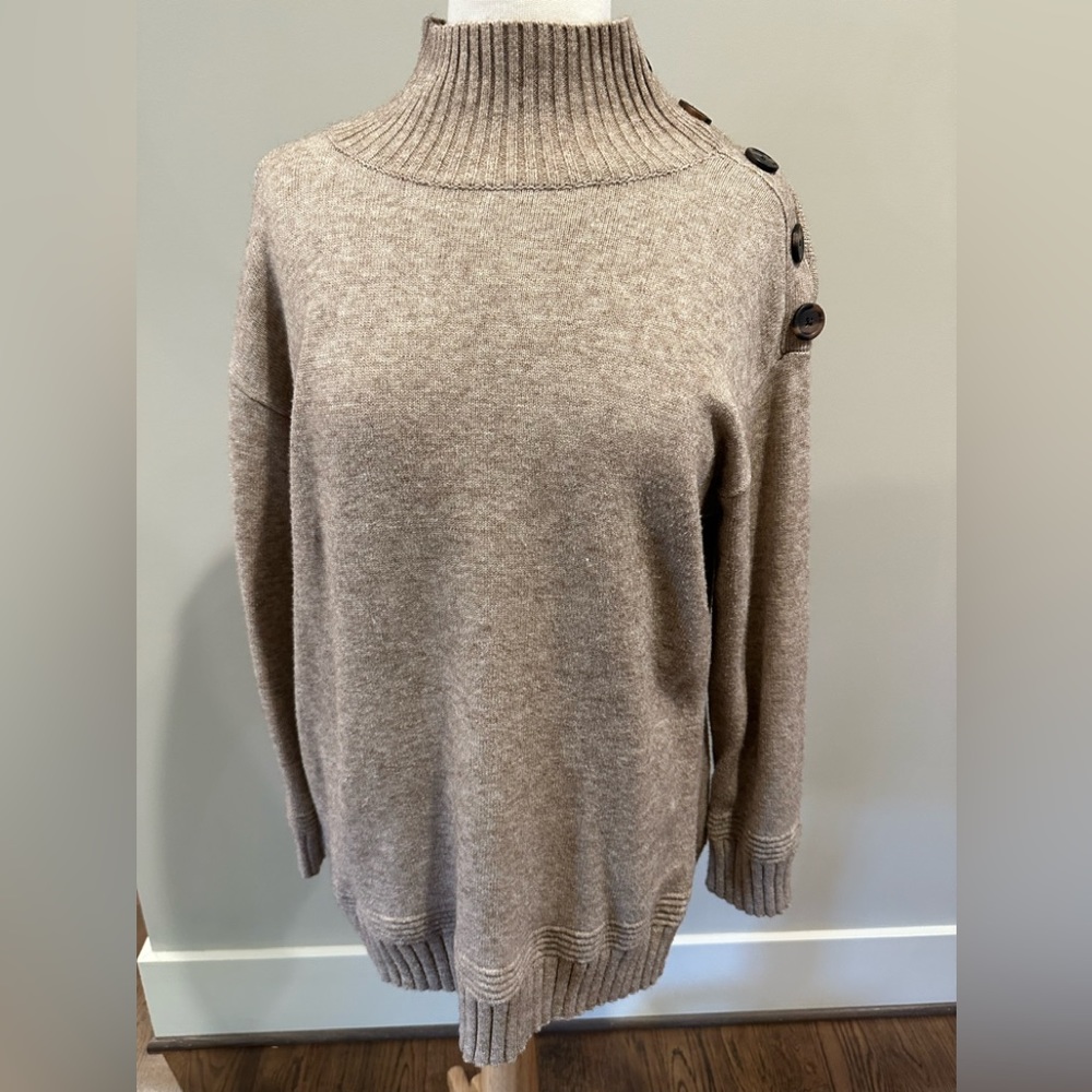 By Anthropologie oatmeal heather long sleeve high neck sweater. Size Small